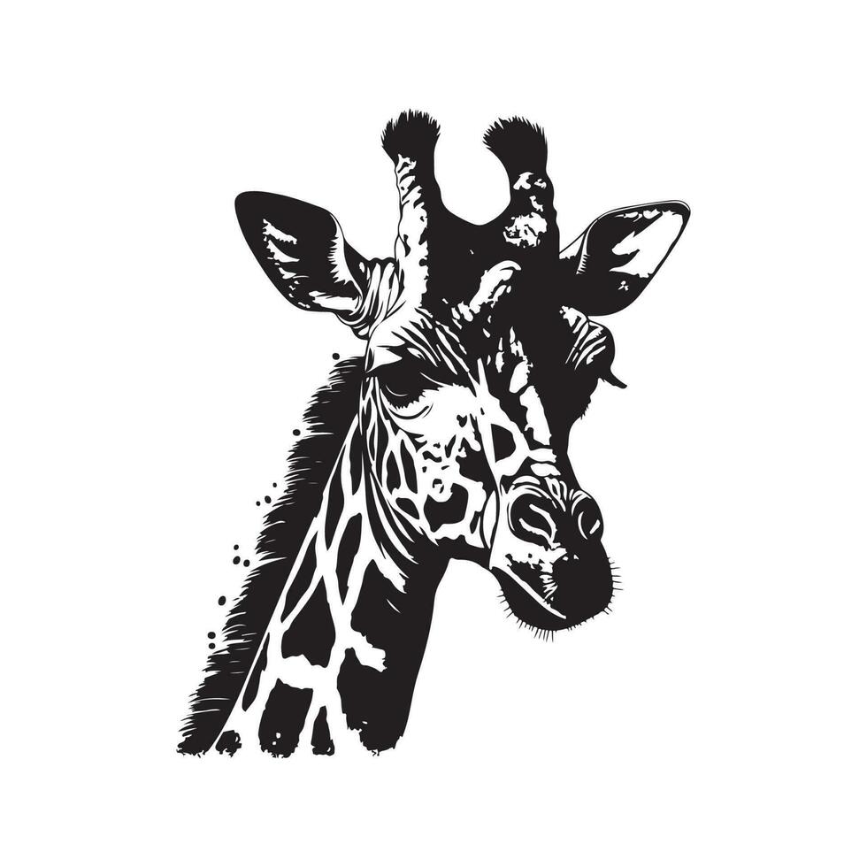 giraffe, wijnoogst logo lijn kunst concept zwart en wit kleur, hand- getrokken illustratie vector