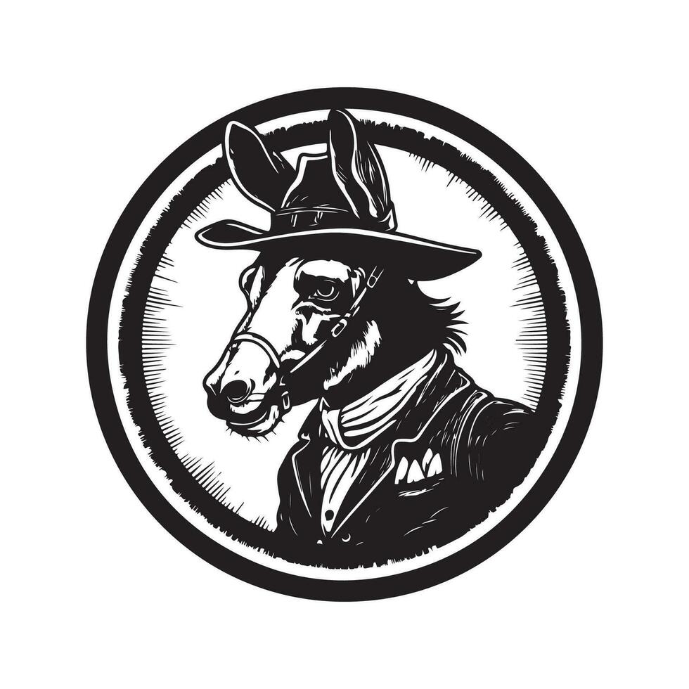 ezel, wijnoogst logo lijn kunst concept zwart en wit kleur, hand- getrokken illustratie vector