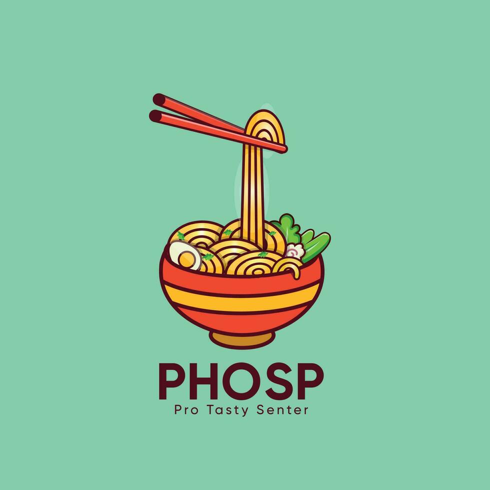 heerlijk voedsel illustratie vector noedels php logo sjabloon met eetstokjes, noodle smakelijk Chinese illustratie ontwerp, en logo. creatief premie vector ontwerp. bord met premie vector.