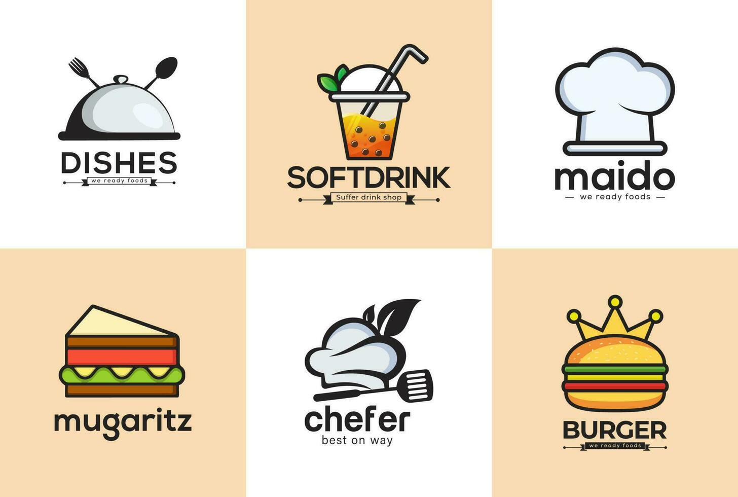 uitstekend het beste verbazingwekkend restaurant voedingsmiddelen verzameling van logos voor een restaurant gebeld zacht drankje. premie hoge kwaliteit chef, hamburger, en taart groot verzameling. vector