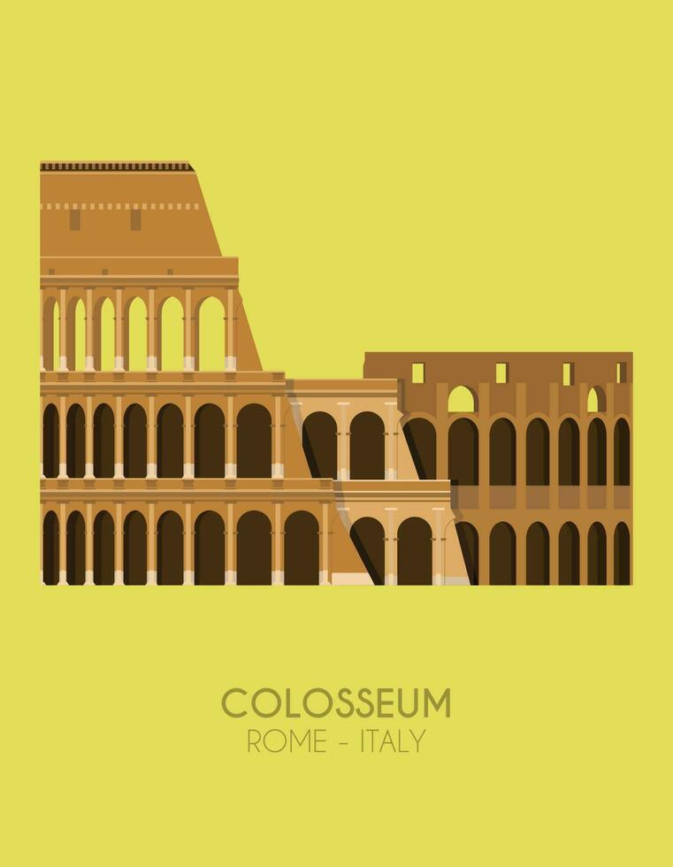 modern ontwerp poster met kleurrijk achtergrond van de colosseum in Rome, Italië. vector illustratie