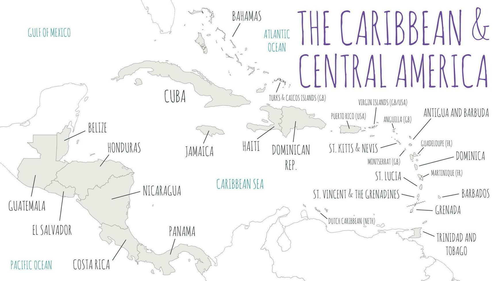 politiek caraïben en centraal Amerika kaart vector illustratie geïsoleerd in wit achtergrond. bewerkbare en duidelijk gelabeld lagen.