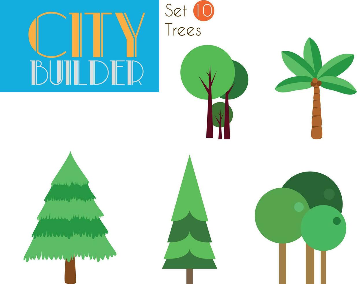 stad bouwer reeks 10. bomen vector