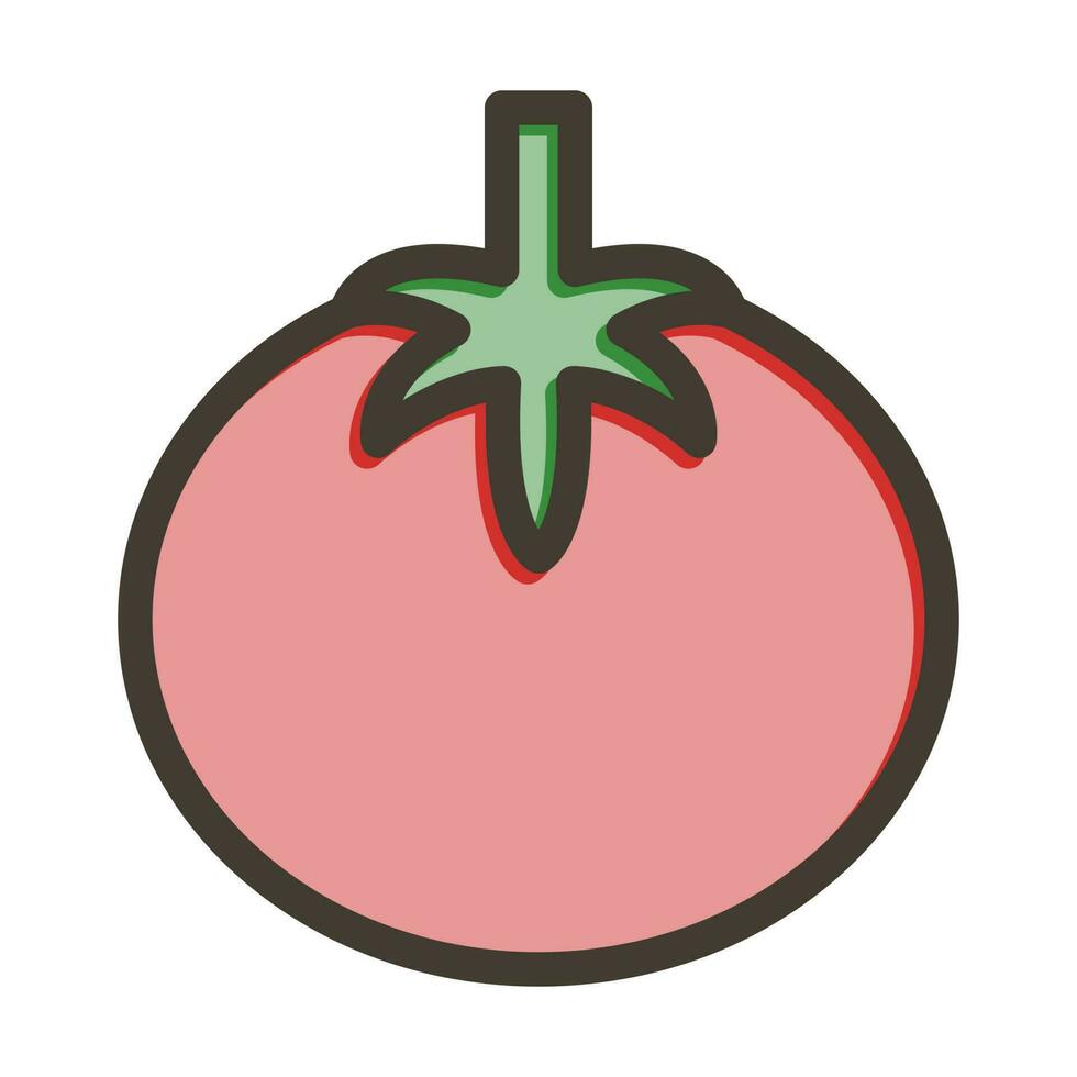 tomaat vector dik lijn gevulde kleuren icoon ontwerp
