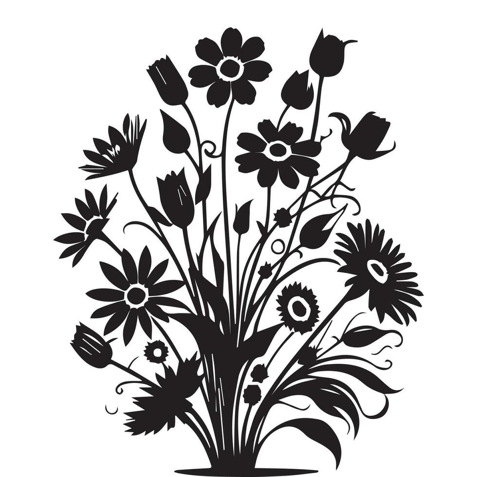 bloemen ornament vector silhouet, reeks van bloemen ontwerp elementen. vector