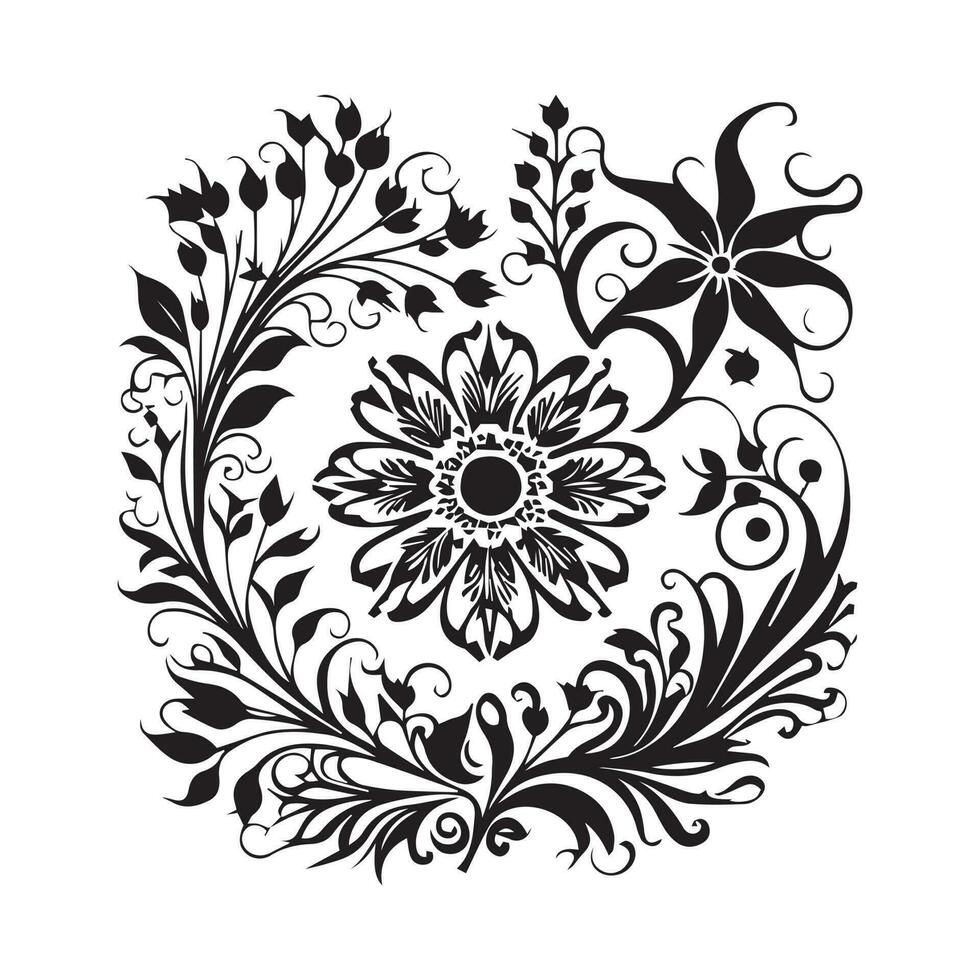 bloemen ornament vector silhouet, reeks van bloemen ontwerp elementen. vector