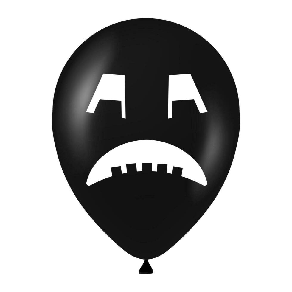 halloween zwart ballon illustratie met eng en grappig gezicht vector