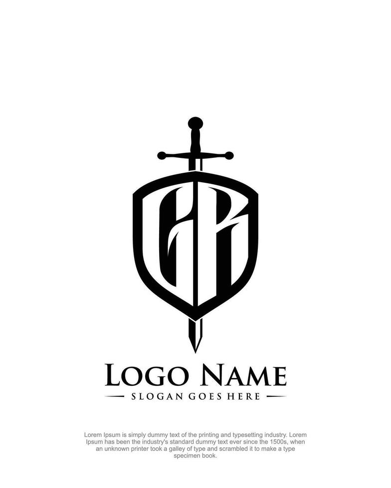 eerste gr brief met schild stijl logo sjabloon vector