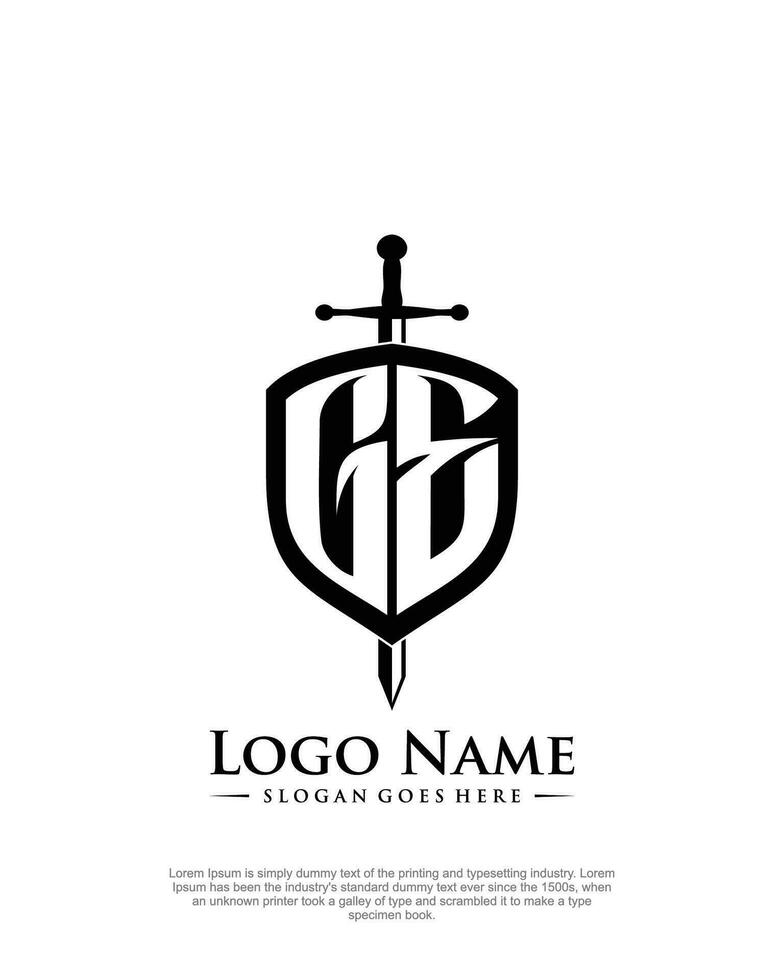 eerste ge brief met schild stijl logo sjabloon vector