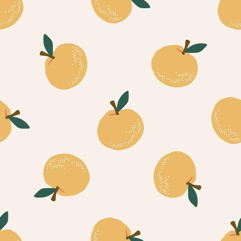 gemakkelijk naadloos patroon met sinaasappelen. hand- getrokken retro y2k vector illustratie voor zomer elegant omslag, gevallen, behang, afdrukken, inpakken, textiel