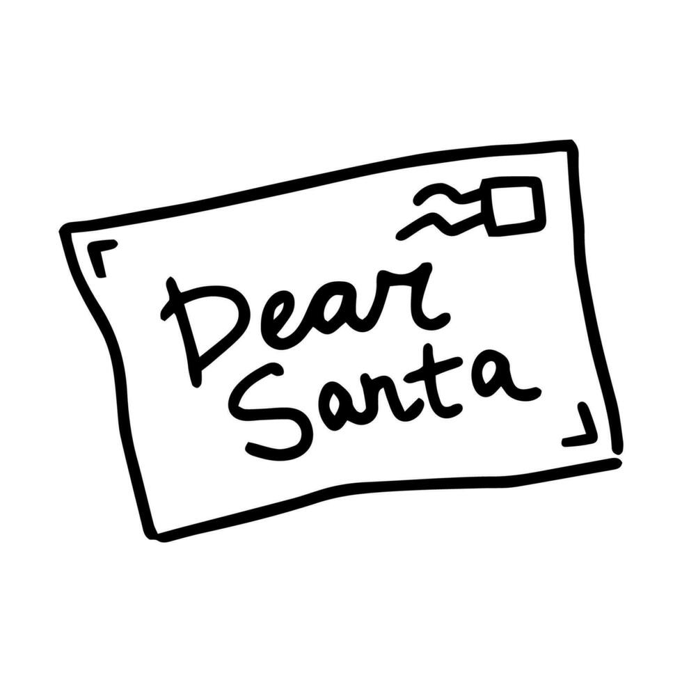 schets illustratie van brief naar de kerstman. Kerstmis element in tekening stijl vector
