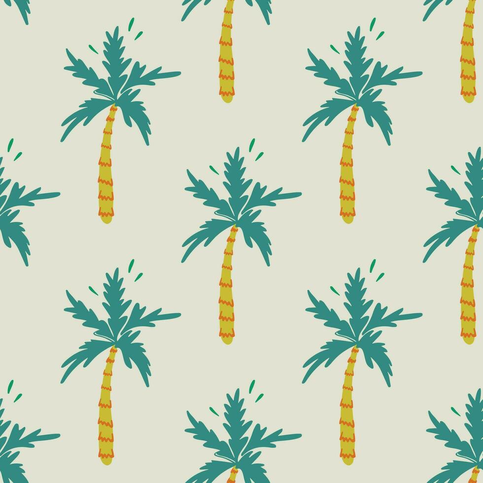 gemakkelijk boho vector naadloos patroon met palm boom. tropisch zomer achtergrond. retro modieus strand ontwerp voor omslag, gevallen, behang, afdrukken, inpakken, textiel