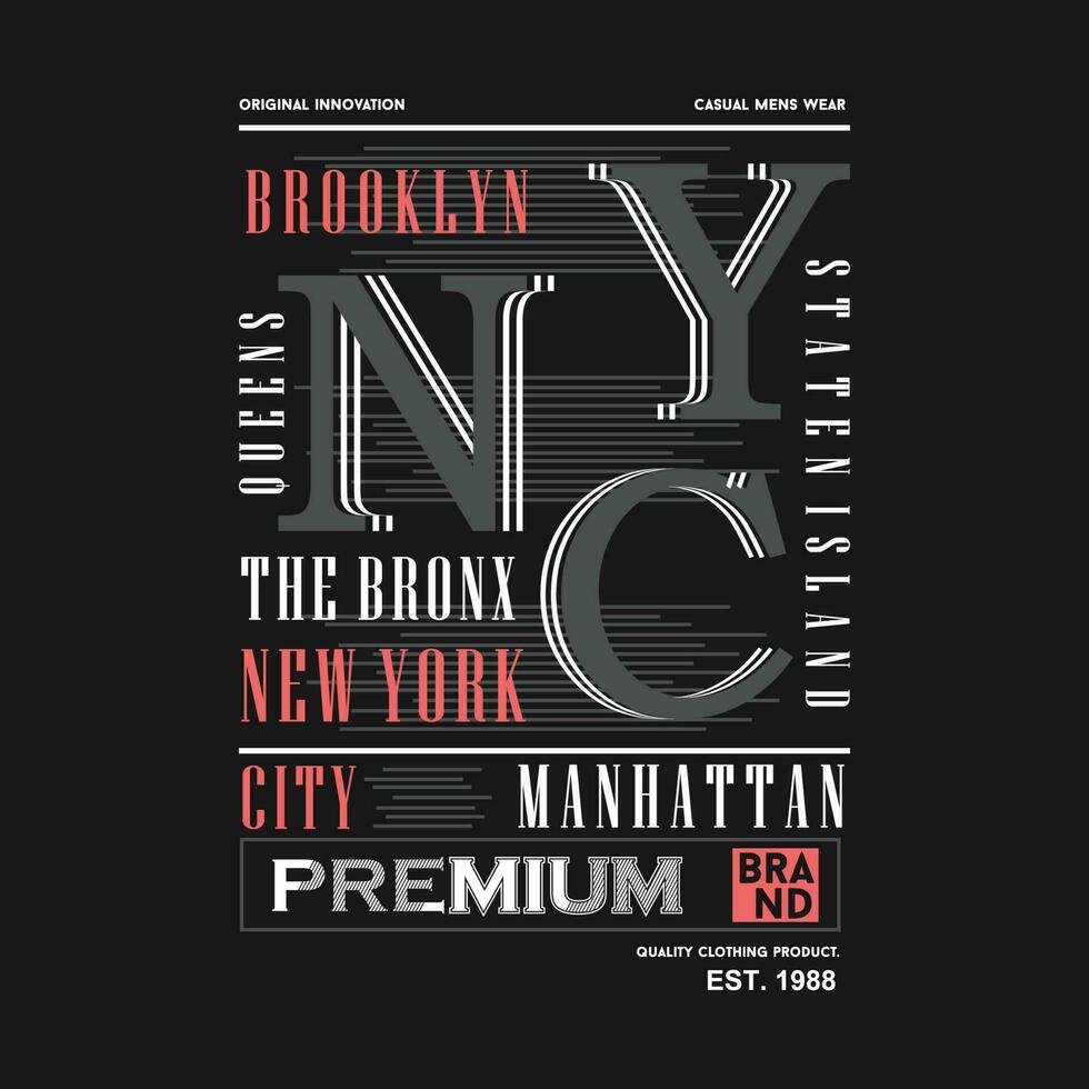 Manhattan grafisch ontwerp, typografie vector, illustratie, voor afdrukken t shirt, koel modern stijl vector