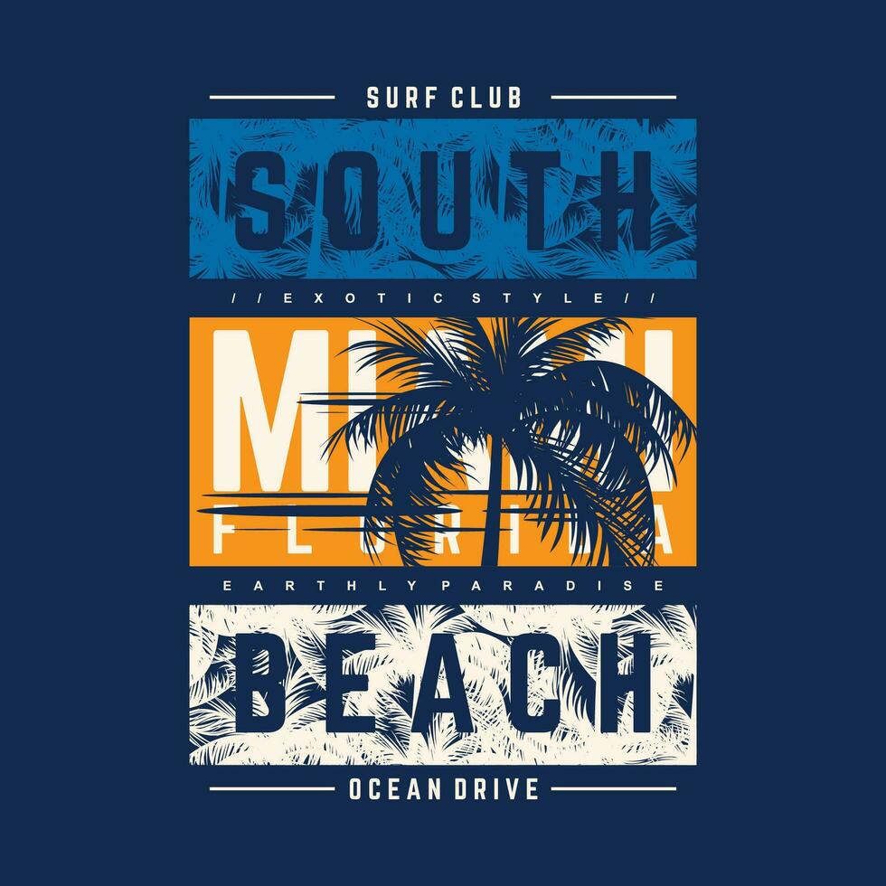 Miami strand surfen rijder, lang strand, vector t overhemd afdrukken, typografie grafisch ontwerp, en andere gebruik