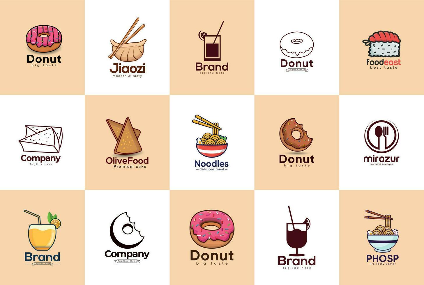 Koken voedsel belettering logo sjabloon ontwerp set. keuken insigne logo's, bakken voedingsmiddelen illustraties ontwerp en koken etiketten vector set.