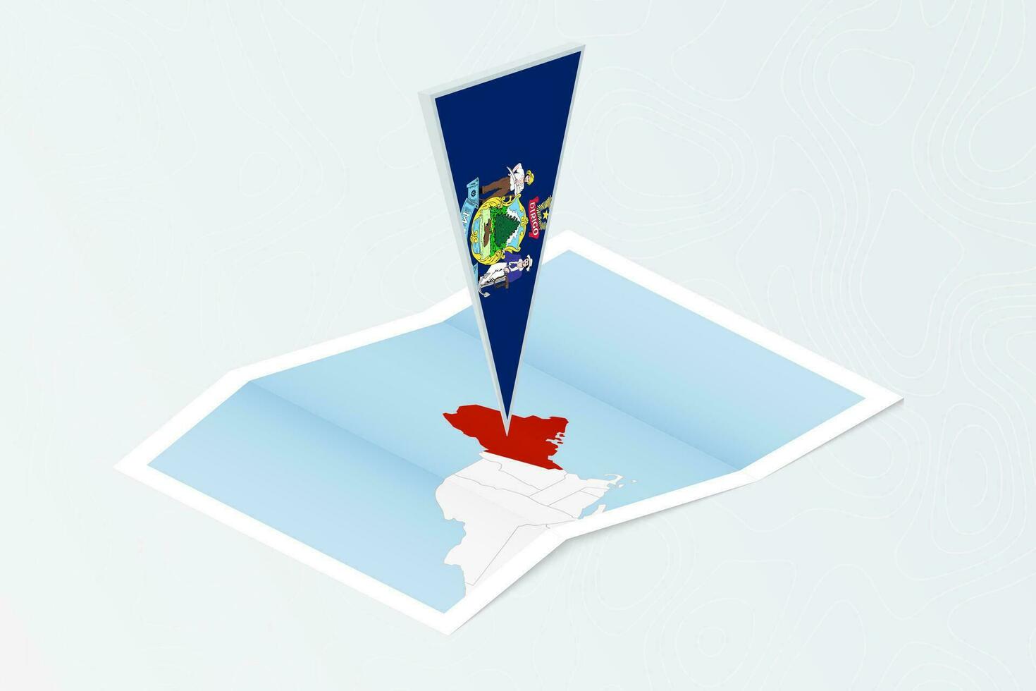 isometrische papier kaart van Maine met driehoekig vlag van Maine in isometrische stijl. kaart Aan topografisch achtergrond. vector