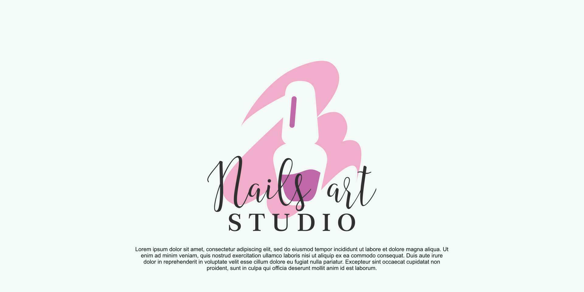 nagel kunst schoonheid salon logo met creatief concept premie vector