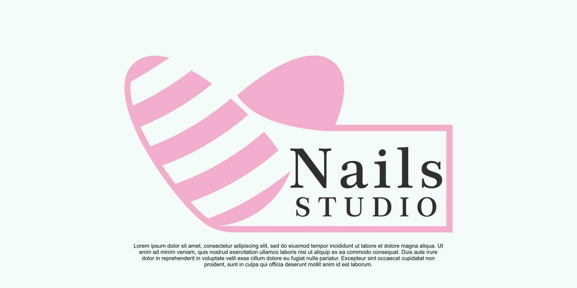 nagel kunst schoonheid salon logo met creatief concept premie vector