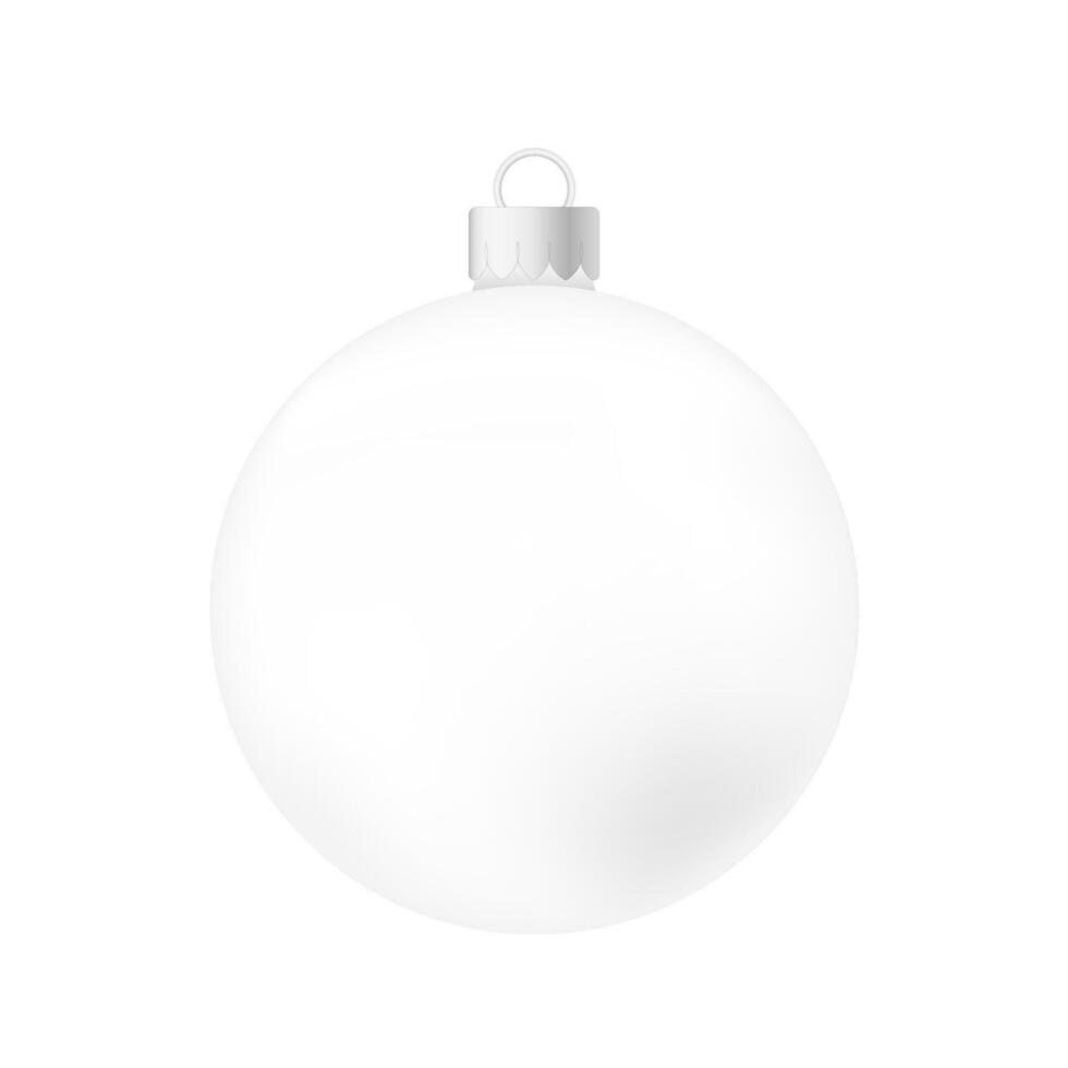 witte kerstboom speelgoed of bal volumetrische en realistische kleurenillustratie vector