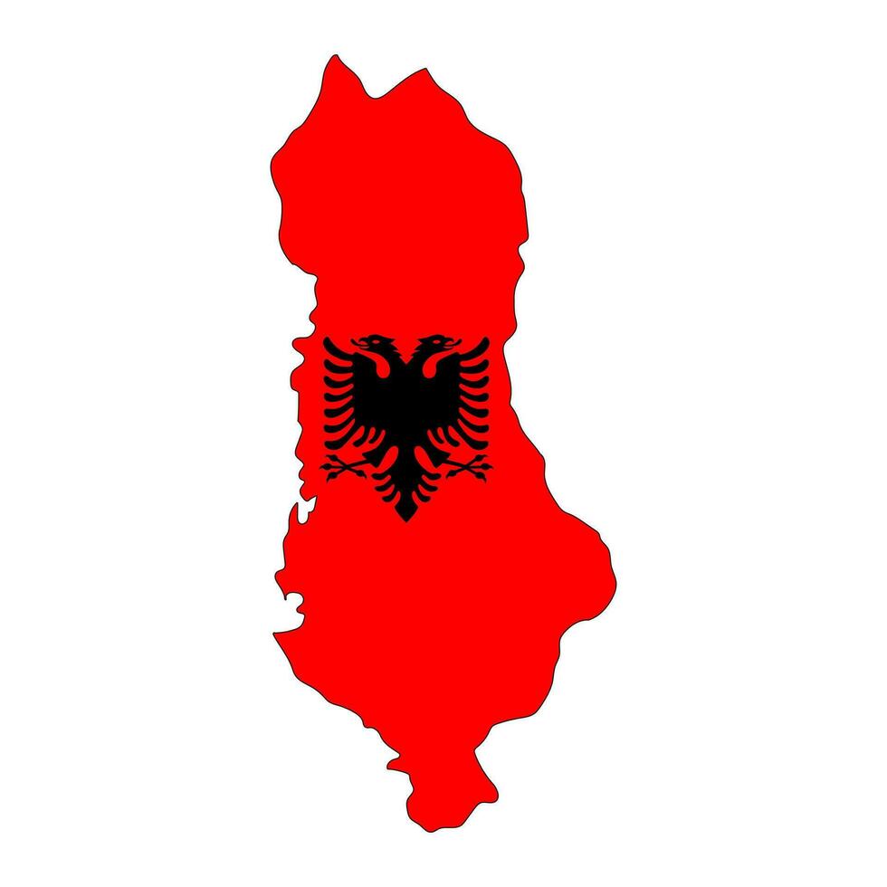 Albanië kaart silhouet met vlag geïsoleerd Aan wit achtergrond vector