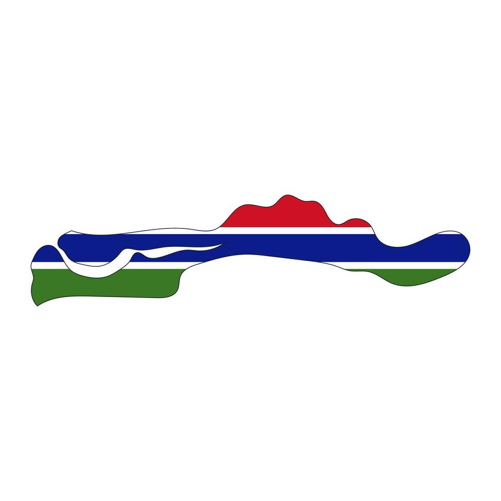 Gambia kaart silhouet met vlag geïsoleerd Aan wit achtergrond vector