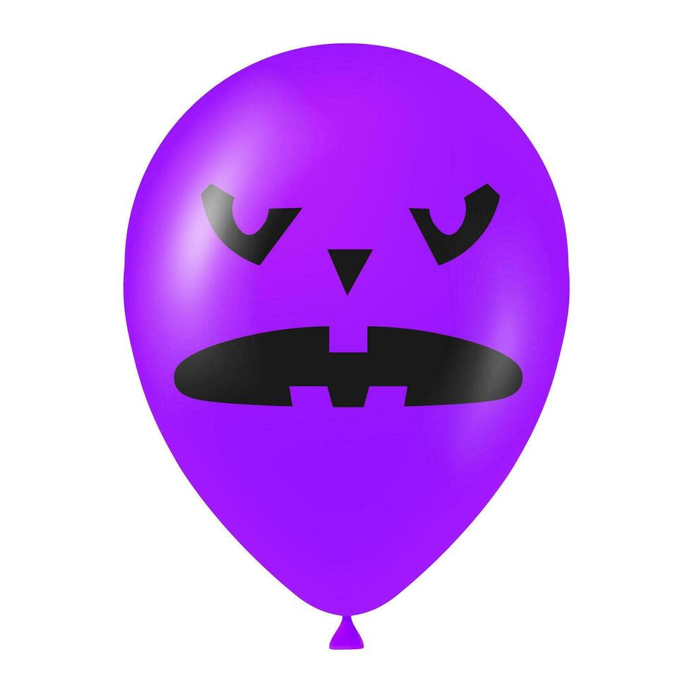 halloween Purper ballon illustratie met eng en grappig gezicht vector