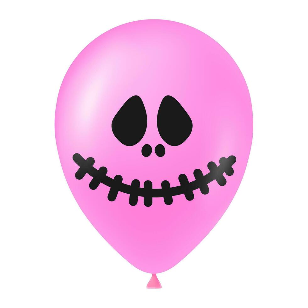 halloween roze ballon illustratie met eng en grappig gezicht vector