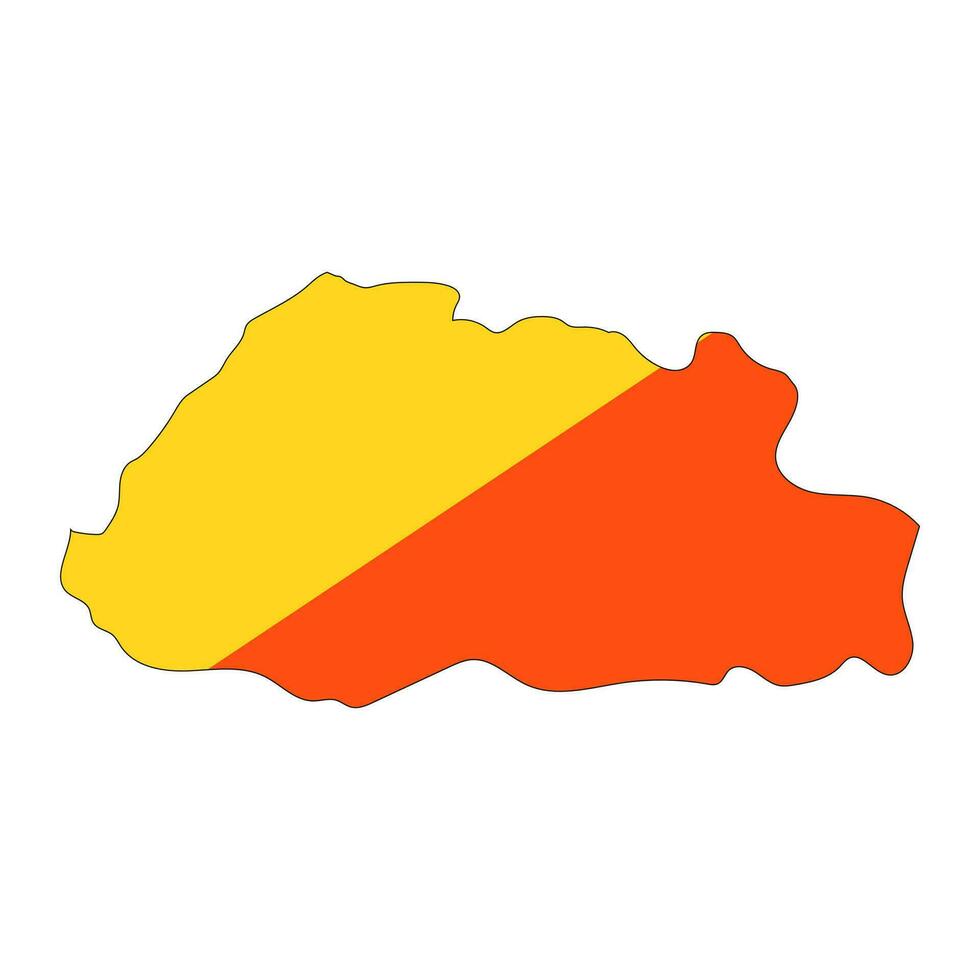 Bhutan kaart silhouet met vlag geïsoleerd Aan wit achtergrond vector