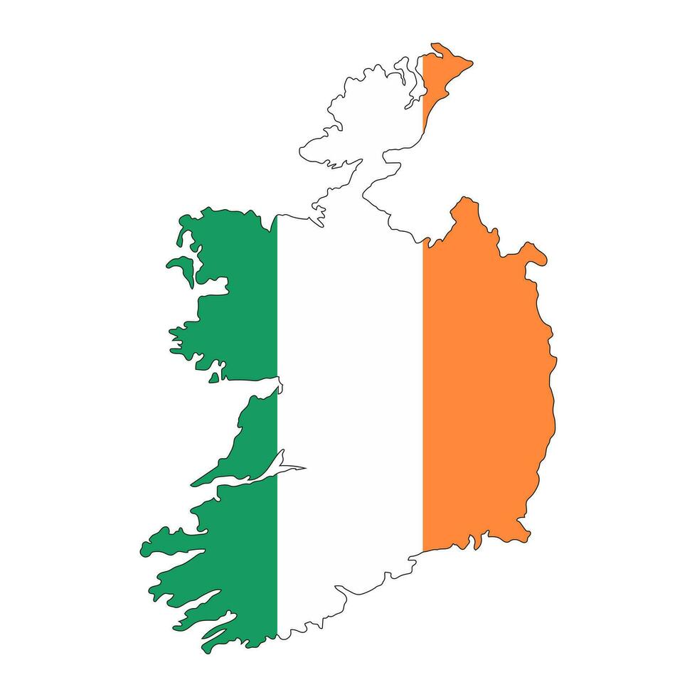 Ierland kaart silhouet met vlag geïsoleerd Aan wit achtergrond vector