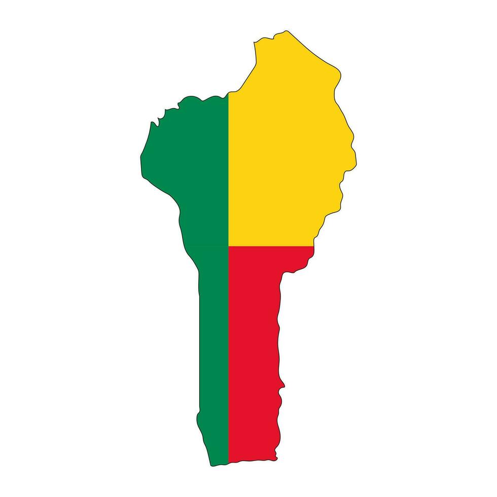 Benin kaart silhouet met vlag geïsoleerd Aan wit achtergrond vector
