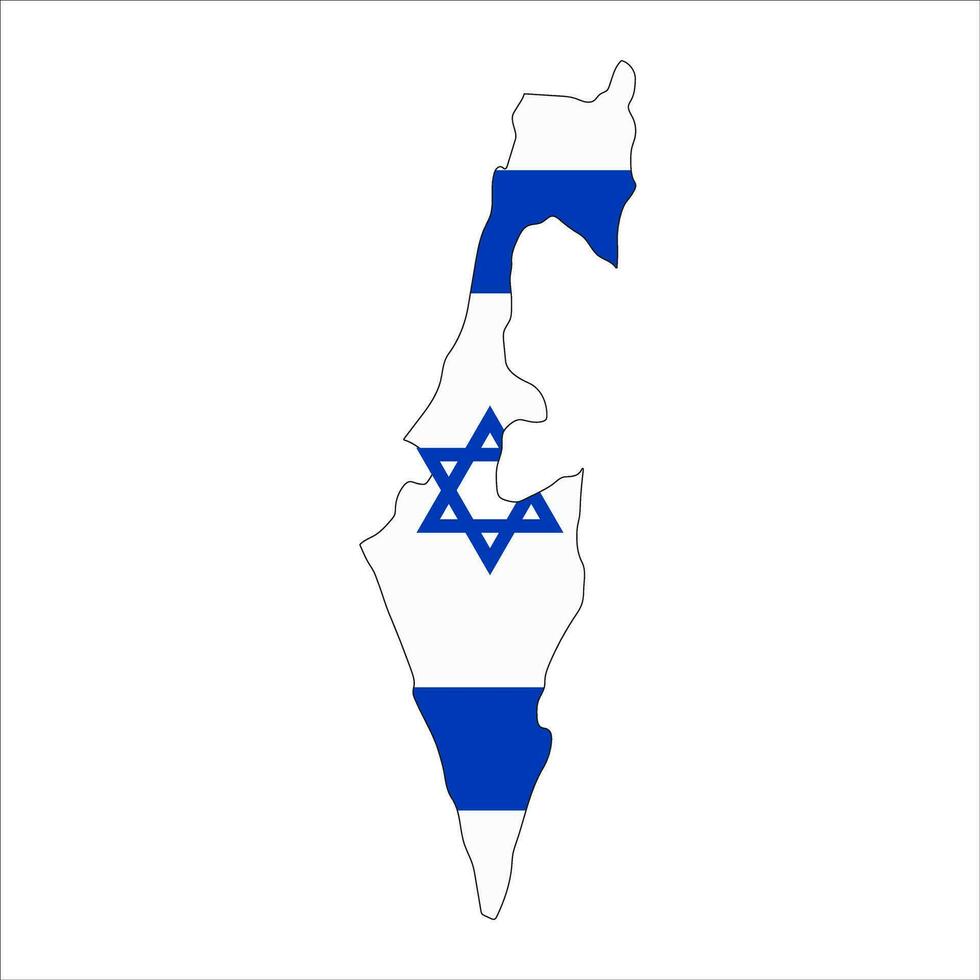 Israël kaart silhouet met vlag geïsoleerd Aan wit achtergrond vector