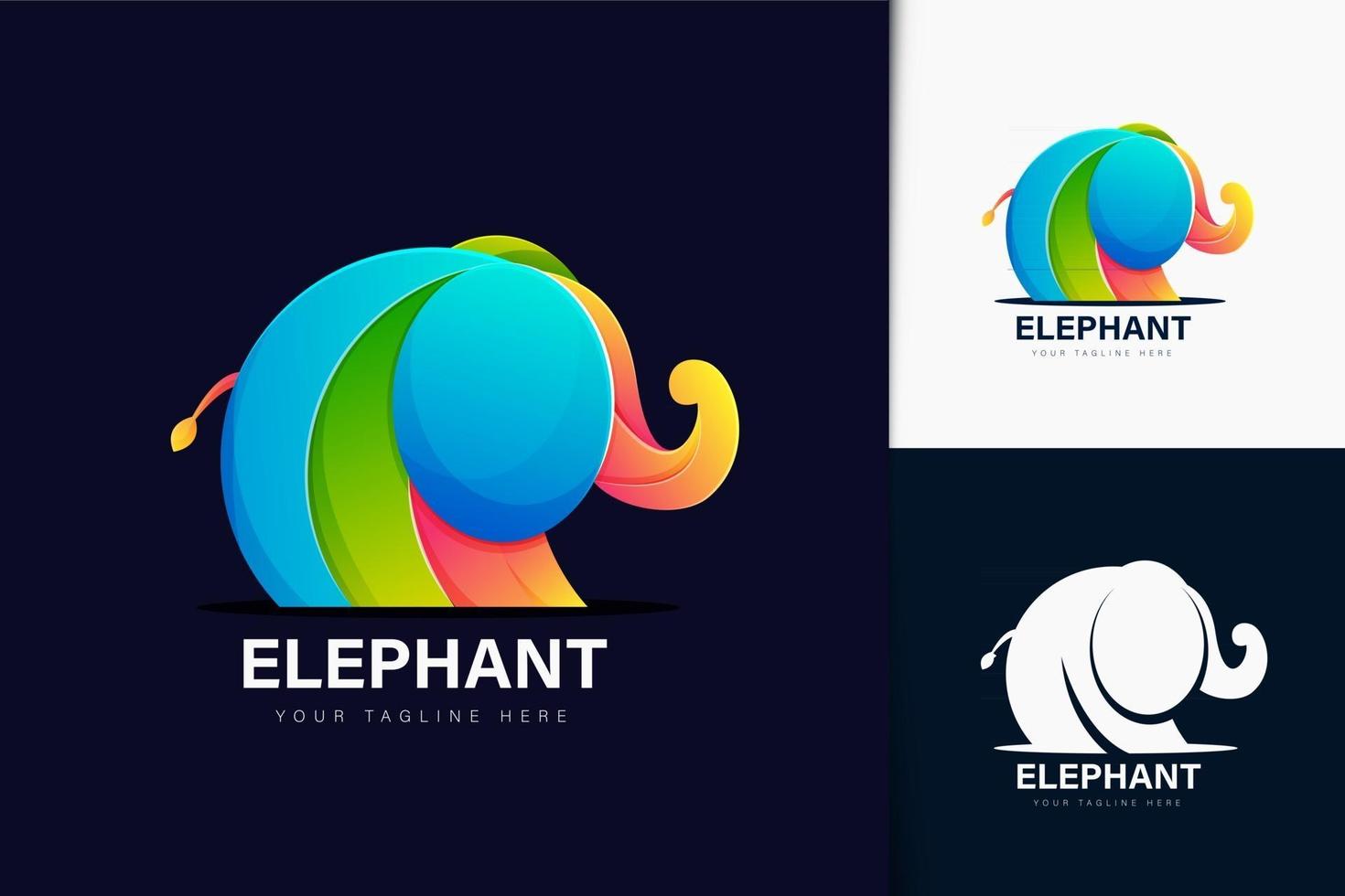 kleurrijk kleurovergang olifant logo ontwerp vector