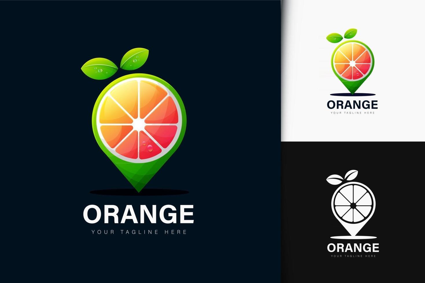 oranje locatie logo-ontwerp met verloop vector