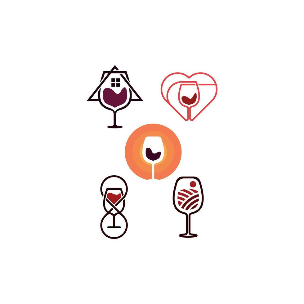 reeks van glas wijn, wijn logo ontwerp sjabloon.vector illustratie van icoon vector