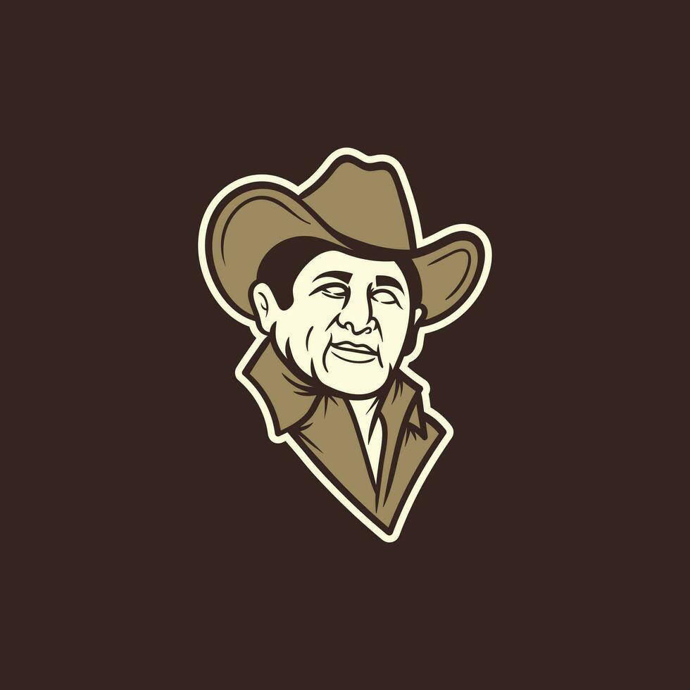 vector cowboy gezicht mascotte logo. cowboy met hoed mascotte logo ontwerp sjabloon