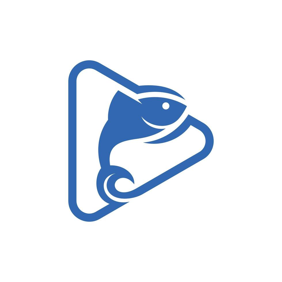 vis Speel knop logo, logo met een minimalistische stijl. vector logo sjabloon