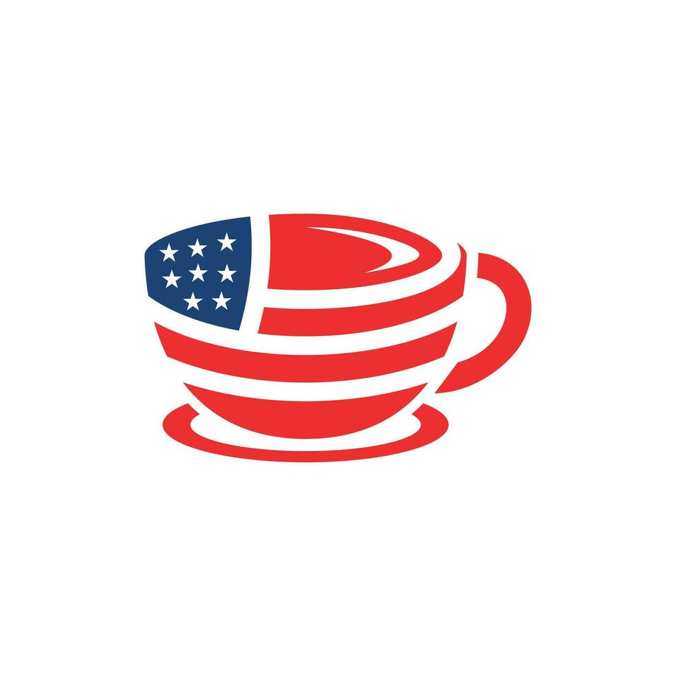 Amerikaans koffie logo, koffie Amerikaans vlag idee logo ontwerp sjabloon, logo voor uw bedrijf vector