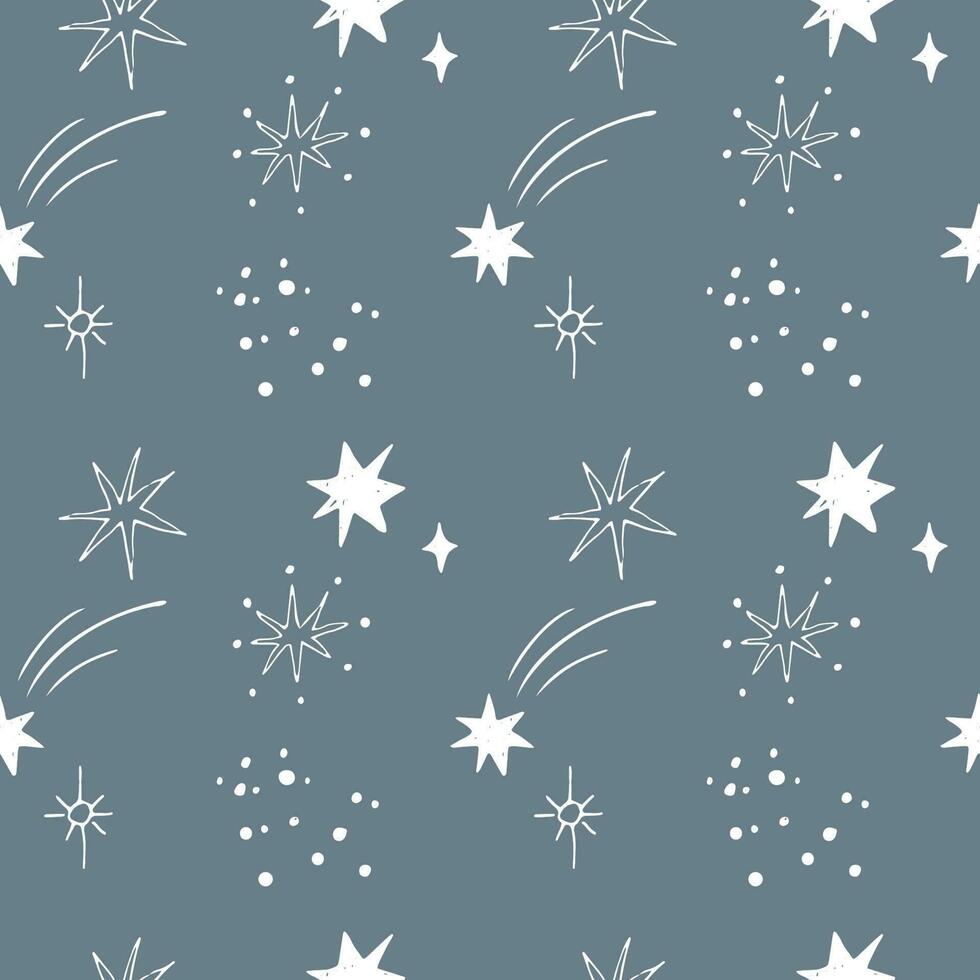 sterren naadloos patroon starfall nacht armaturen vector illustratie hand- getekende.mode achtergrond ornament boho stijl. backdrop voor verpakking ontwerp, kleding stof, afdrukken, sjabloon kinderen stoffen, goederen