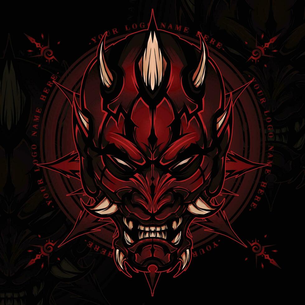 demon hoofd mascotte logo vector illustratie