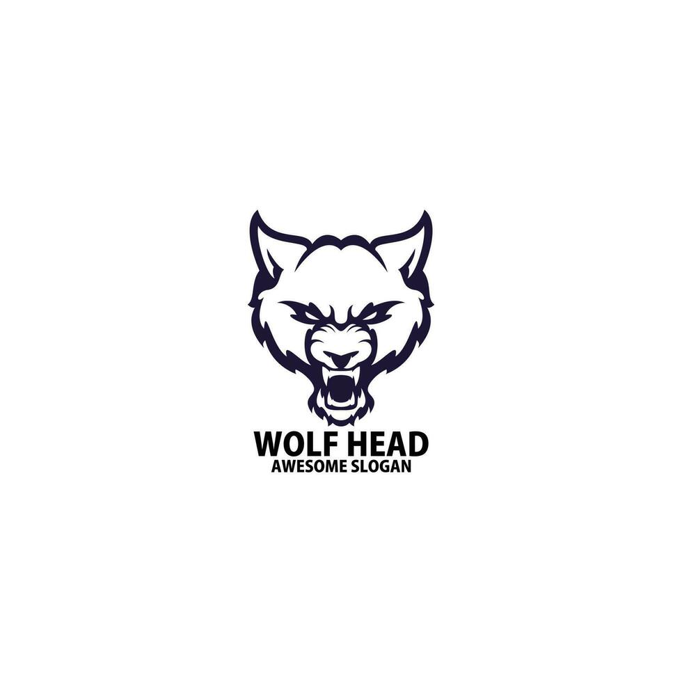 wolf hoofd logo ontwerp lijn kleur vector