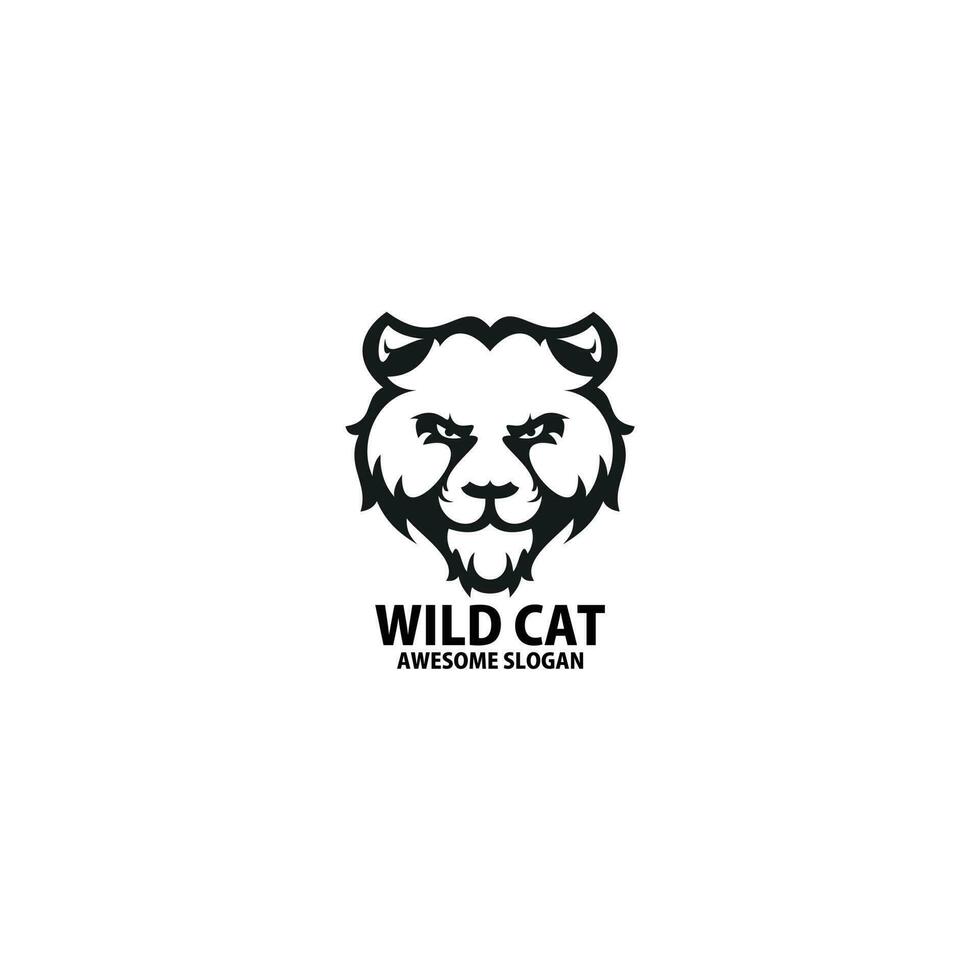 wild kat hoofd logo ontwerp lijn kleur vector