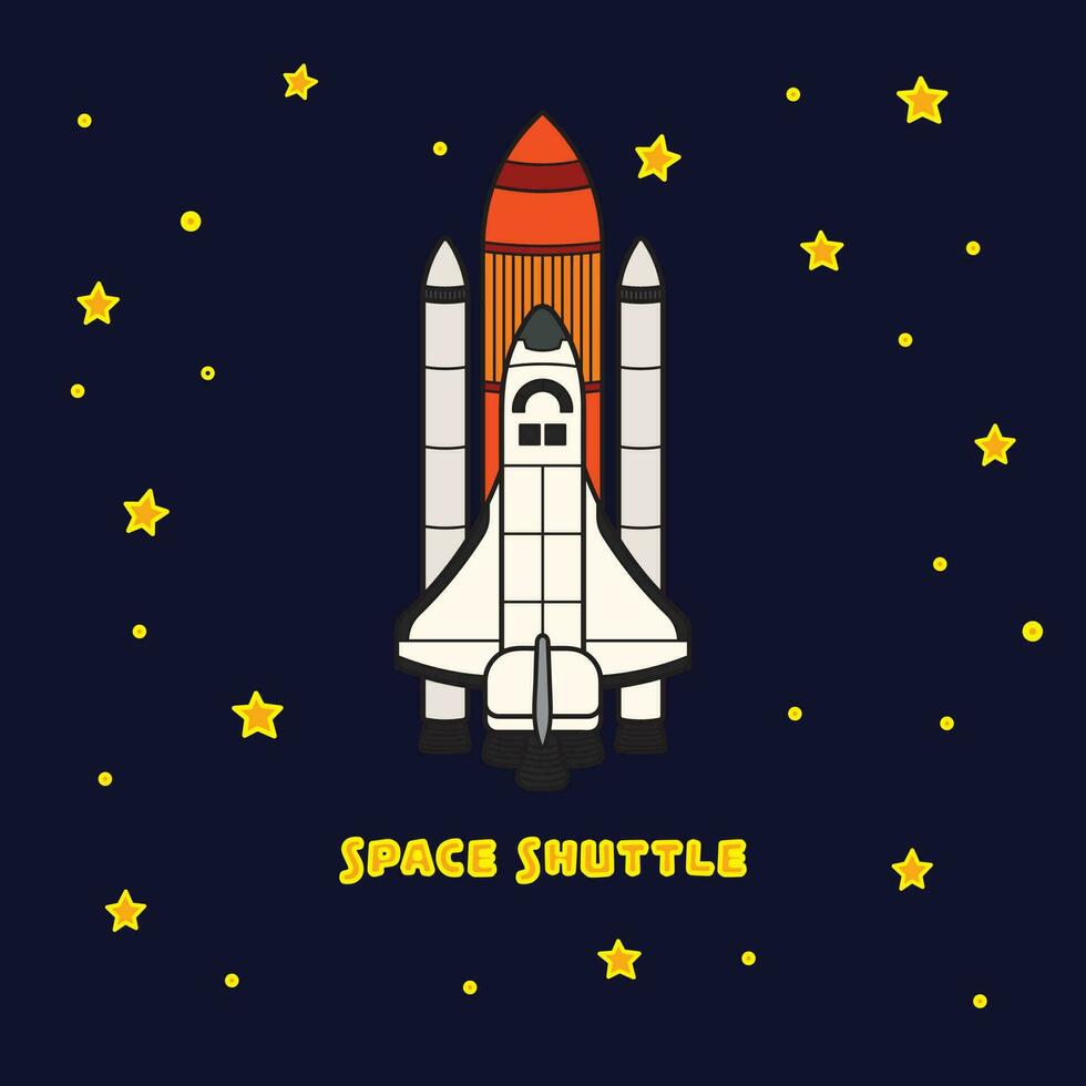 vector illustratie kleur kinderen ruimte shuttle icoon vlak ontwerp illustratie