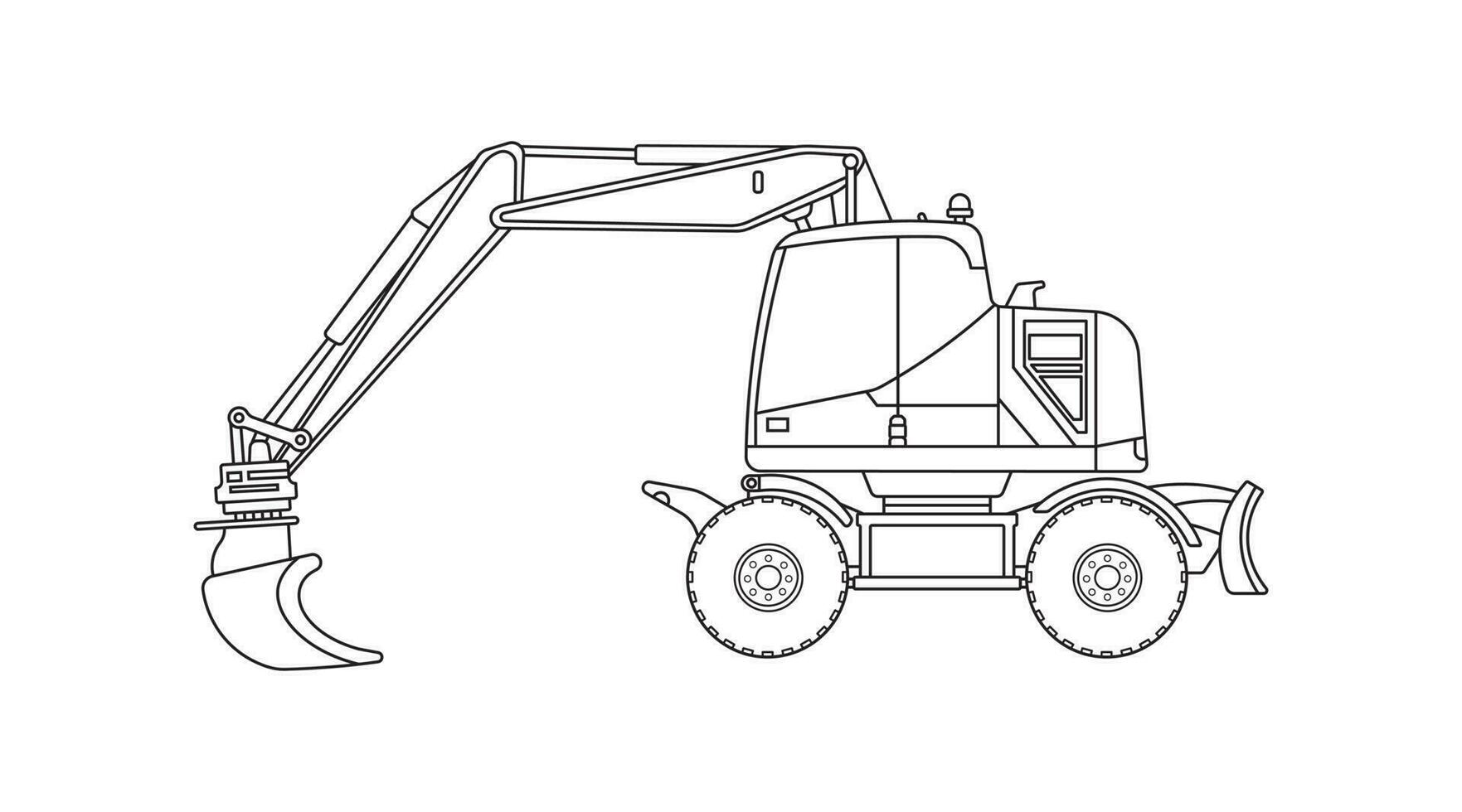 hand- getrokken vector illustratie kleur kinderen bouw hydraulisch rots breker crawler graafmachine bouw machine clip art