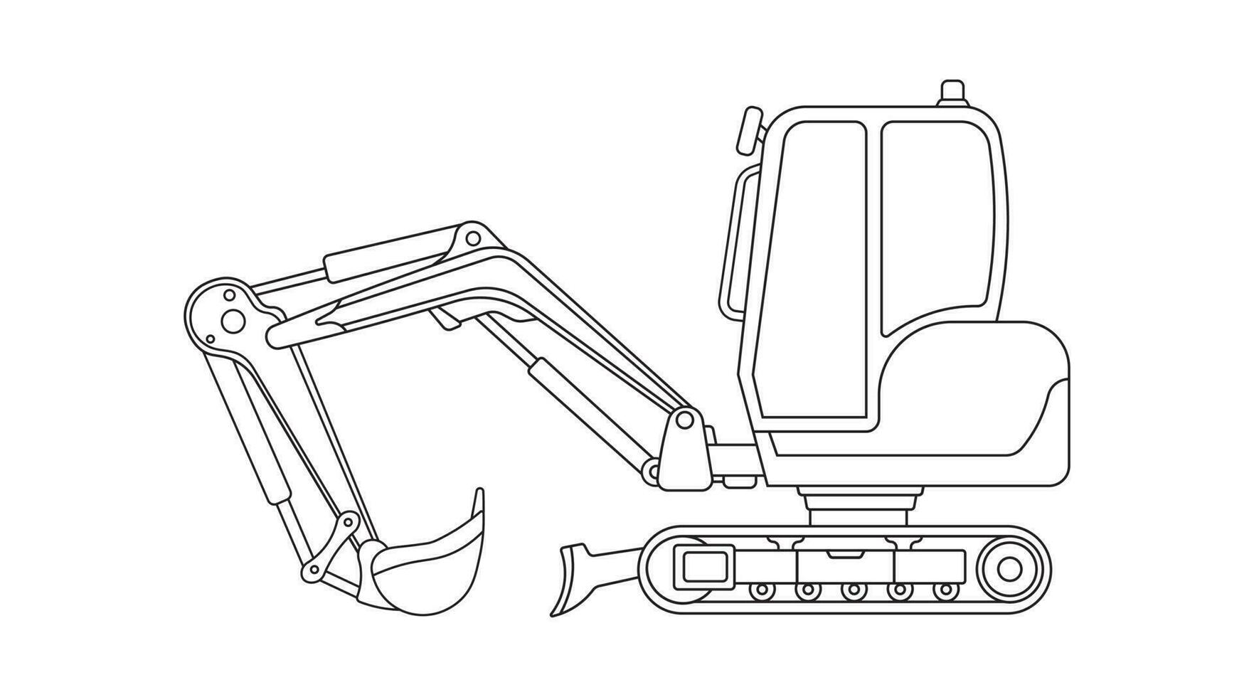 hand- getrokken vector illustratie kleur kinderen bouw mini crawler graafmachine bouw machine clip art