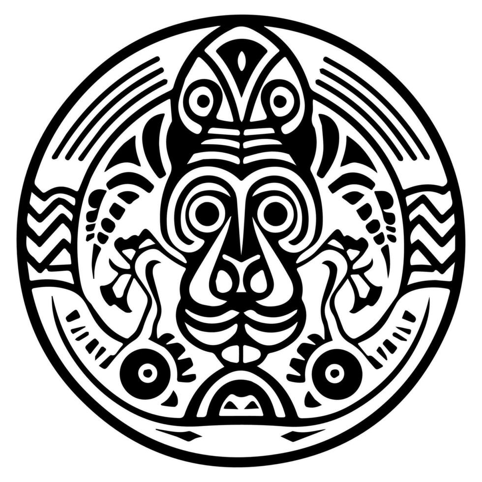 polynesisch elementen, icoon, glyph, vector, isoleren, silhouet, totem, tatoeëren vector