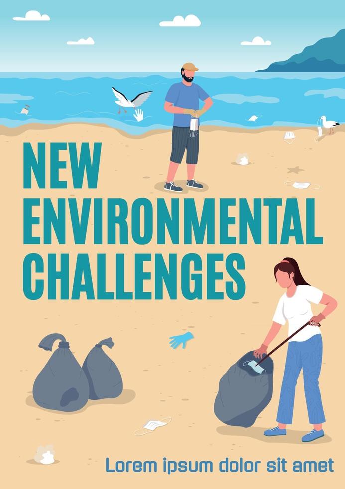 nieuwe milieu-uitdagingen poster platte vector sjabloon