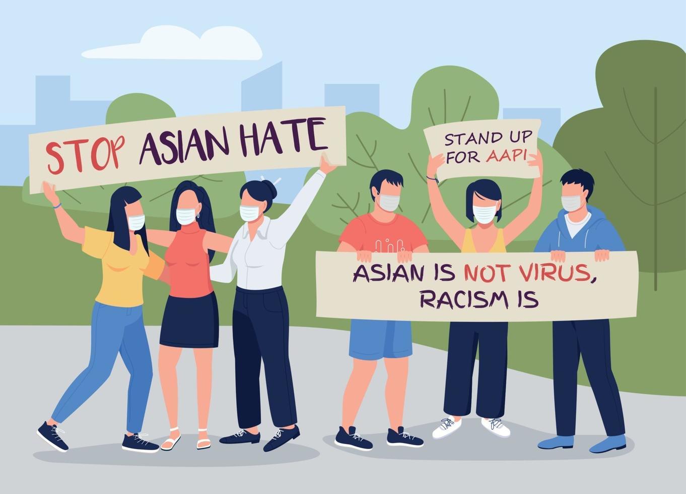 stop Aziatische haat egale kleur vectorillustratie vector