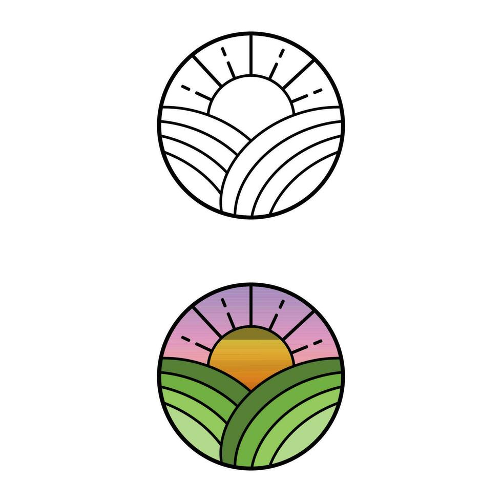 zonsondergang lijn kunst logo ontwerp Aan wit achtergrond vector