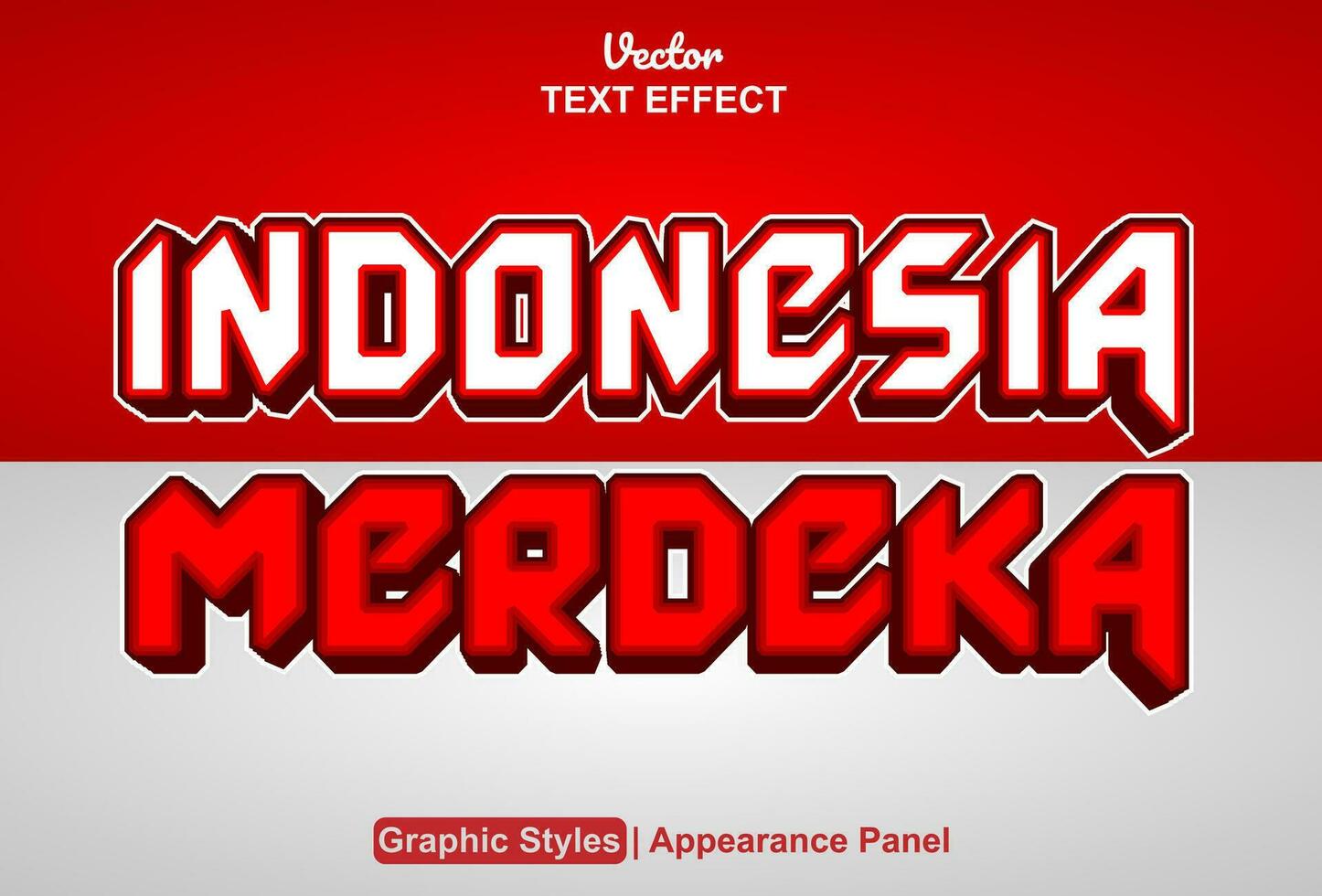 Indonesië merdeka tekst effect met grafisch stijl en bewerkbaar. vector