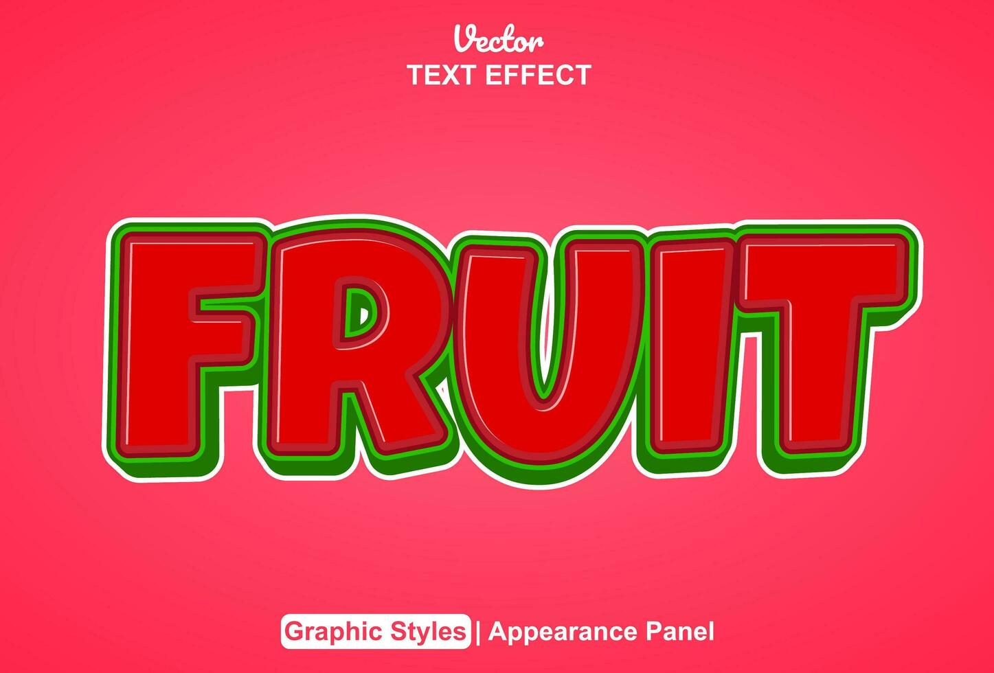 fruit tekst effect met rood kleur grafisch stijl en bewerkbaar. vector